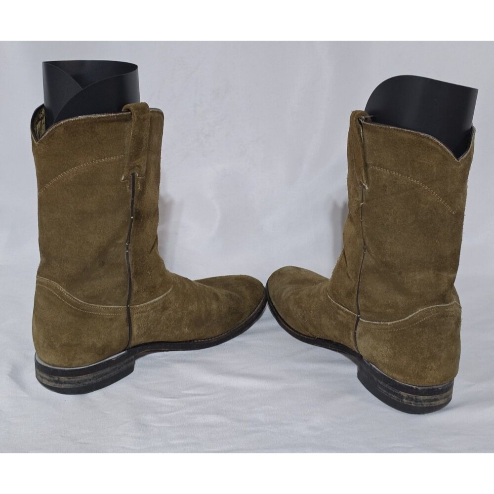 Caborca Mens Vintage Brown Suede Leather Cowboy Boots Size 8.5 US 26.5 Mex Wide - Picture 4 of 11
